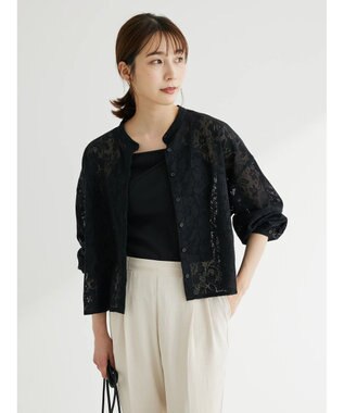 Green Parks ・ＥＬＥＮＣＡＲＥ　ＤＵＥ　バンドカラーレースシャツ Black