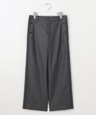 J.PRESS LADIES L 【洗える・防シワ・速乾】ツイルシャンブレー ワイド パンツ ブラックシャンブレー系