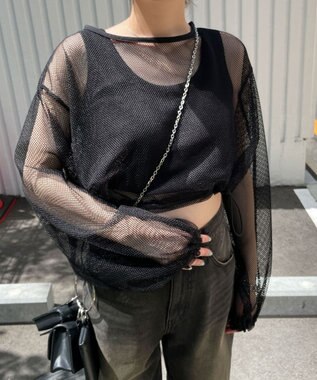 WEGO メッシュサイドドロストトップス ブラック