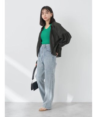 earth music&ecology ギャザーショートブラウス Black