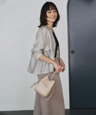 ICB 【接触冷感・速乾・洗える】 リヨセルナイロンワッシャー ノーカラーブルゾン トープ系