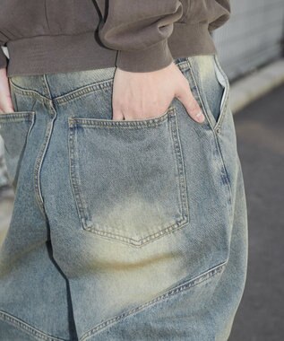 WEGO スウィッチングデニムカーゴパンツ デニム淡加工色