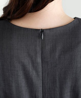 Tiaclasse L リボンウエスト切替ワンピース チャコールグレー