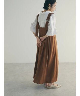Green Parks armonia.ギャザーストラップワンピース Brown