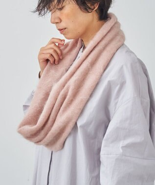 AND WOOL 【ファー加工】カシミヤ100％のスヌード ピンク