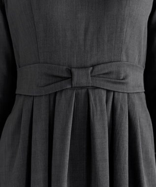 Tiaclasse L リボンウエスト切替ワンピース チャコールグレー