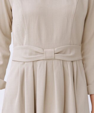 Tiaclasse L リボンウエスト切替ワンピース グレージュ