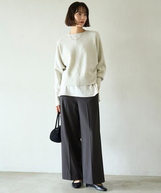 UNFILO 【前後着用 可能】ふわふわニット 2WAY パールボタンカーディガン グレージュ