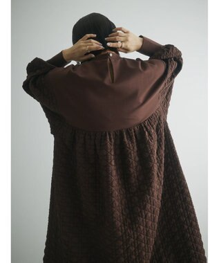 Green Parks armonia．異素材切替ワンピース Brown