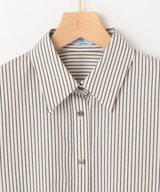 組曲 L コンパクトシャーティング フレア袖シャツ エクリュストライプ系1