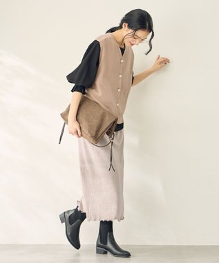 ANY メタルボタンニットベスト ベージュ