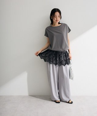 Green Parks レースドッキングフレンチプルオーバー Gray