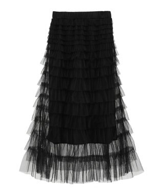 earth music&ecology ティアードフリルチュールスカート Black