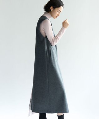 23区 S ウールミルドジャージー ボックスタック ジャンパースカート グレー系