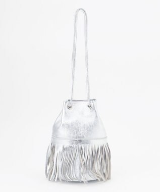 23区 MARCO MASI レザー フリンジ 巾着 バッグ シルバー系