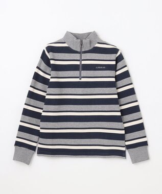J.PRESS KIDS 【140-170cm】ハーフジップ ボーダー トレーナー グレー系1