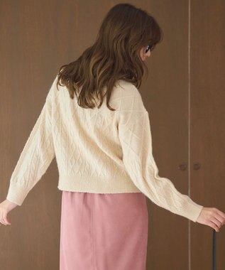 Feroux 【洗える】ケーブルアソート プルオーバーニット アイボリー系