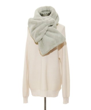 MOONBAT 【WEB限定ラッピング袋付】PAUL & JOE ACCESSOIRES フェイクファービッグリボンマフラー ライトグレー