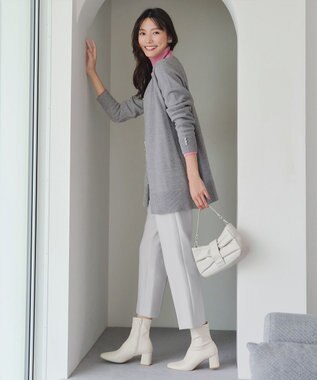 Tiaclasse 【洗える】きらボタンロングカーディガン チャコールグレー