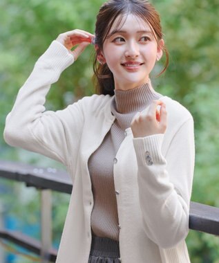 Tiaclasse 【洗える】きらボタンロングカーディガン オフホワイト