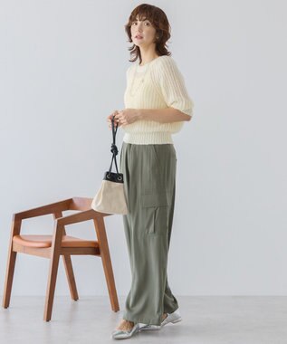 AMERICAN HOLIC モヘヤ風シアー半袖ニットトップス Ivory