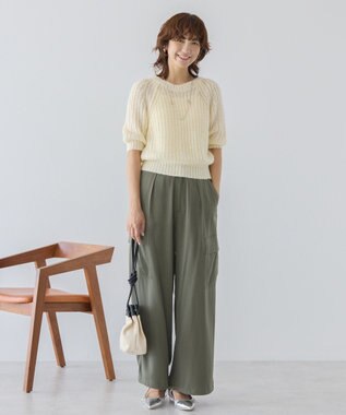 AMERICAN HOLIC モヘヤ風シアー半袖ニットトップス Ivory