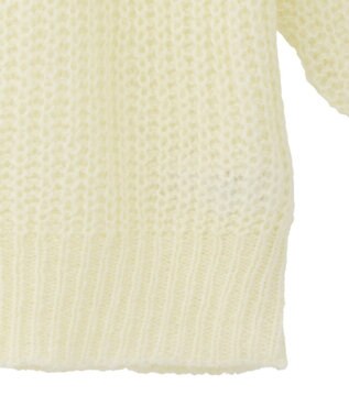 AMERICAN HOLIC モヘヤ風シアー半袖ニットトップス Ivory