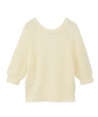 AMERICAN HOLIC モヘヤ風シアー半袖ニットトップス Ivory