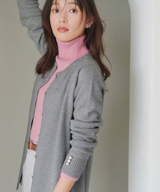 Tiaclasse 【洗える】きらボタンロングカーディガン チャコールグレー