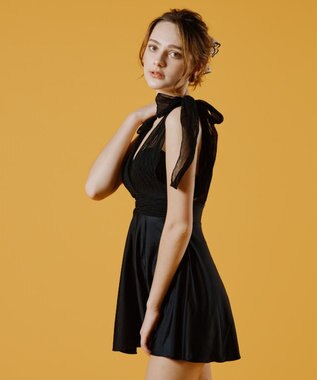 San-ai Resort（三愛水着楽園） 【WEB限定】Aラインワンピース2点セット水着 クロ