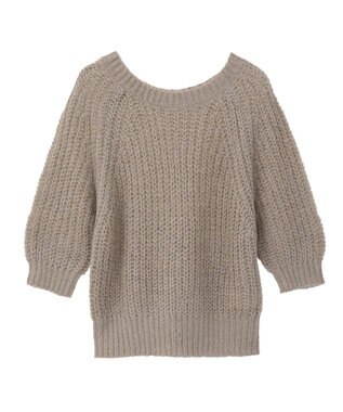 AMERICAN HOLIC モヘヤ風シアー半袖ニットトップス Brown