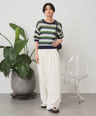 AMERICAN HOLIC マルチボーダー配色ニット Navy