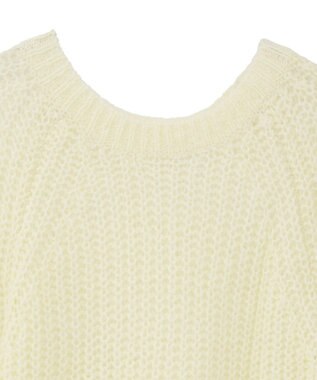 AMERICAN HOLIC モヘヤ風シアー半袖ニットトップス Ivory