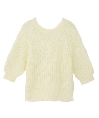 AMERICAN HOLIC モヘヤ風シアー半袖ニットトップス Ivory