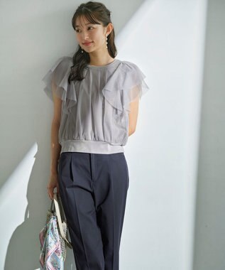 ANY SIS 【洗える】ラッフルチュール プルオーバー グレー