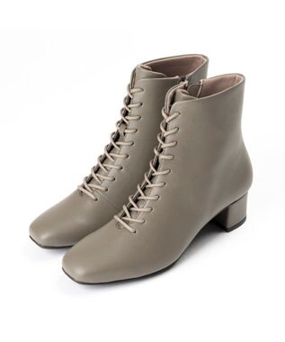 AcureZ スッキリシルエットのレースアップデザイン「生活防水×スタイリッシュブーツ」 カーキ