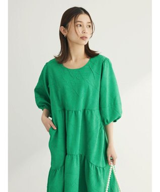 Green Parks ■ＥＳＣＡＲ　エンボスティアードワンピース Green