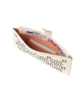 genten フラッターカットワーク マチなし長財布 オフホワイト