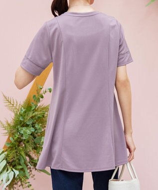 Tiaclasse L 【洗える・接触冷感・紫外線ケア・サラごこち】はしごレースチュニック ピンクモカ