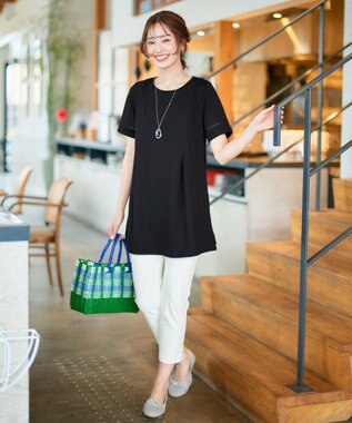 Tiaclasse L 【洗える・接触冷感・紫外線ケア・サラごこち】はしごレースチュニック ブラック