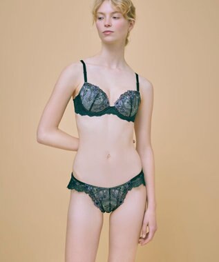 une nana cool バックスタイルまでかわいい Steppe Flower ワイヤーブラ ダークグリーン