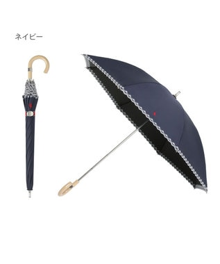 MOONBAT POLO RALPH LAUREN（ポロ ラルフローレン）晴雨兼用日傘 無地 刺繍 長傘 遮光率100％ 遮熱 UV ディープブルー