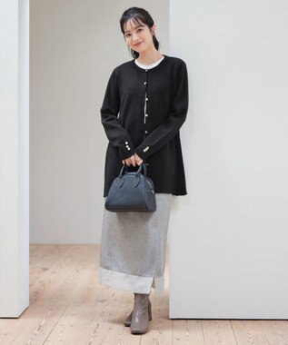 Tiaclasse 【洗える】きらボタンロングカーディガン ブラック