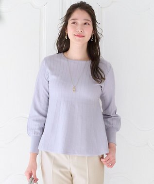 ANY SIS L 【洗える】ペプラム ニット ライトブルー