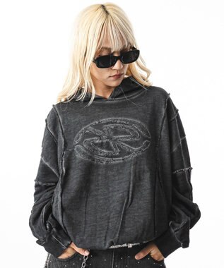 WEGO 【ユニセックス着用ITEM/MLサイズ展開】コールドダイスウィッチングプルパーカー スミクロ