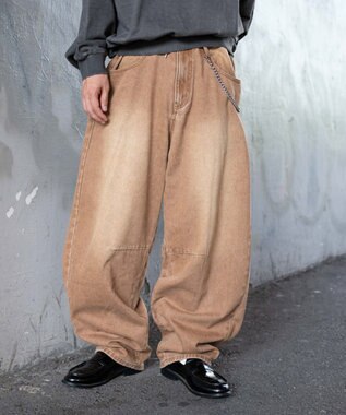 チェーン付きバルーンデニムパンツ