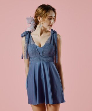 San-ai Resort（三愛水着楽園） 【WEB限定】Aラインワンピース2点セット水着 ブルー