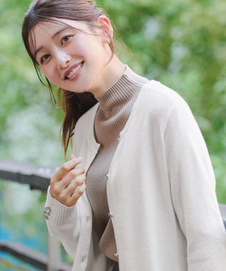 Tiaclasse 【洗える】きらボタンロングカーディガン オフホワイト