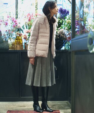 組曲 L 【WEB限定】ネコアシツィード プリーツスカート グレー系