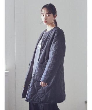 earth music&ecology ファー＆キルティングリバーシブルコート Black